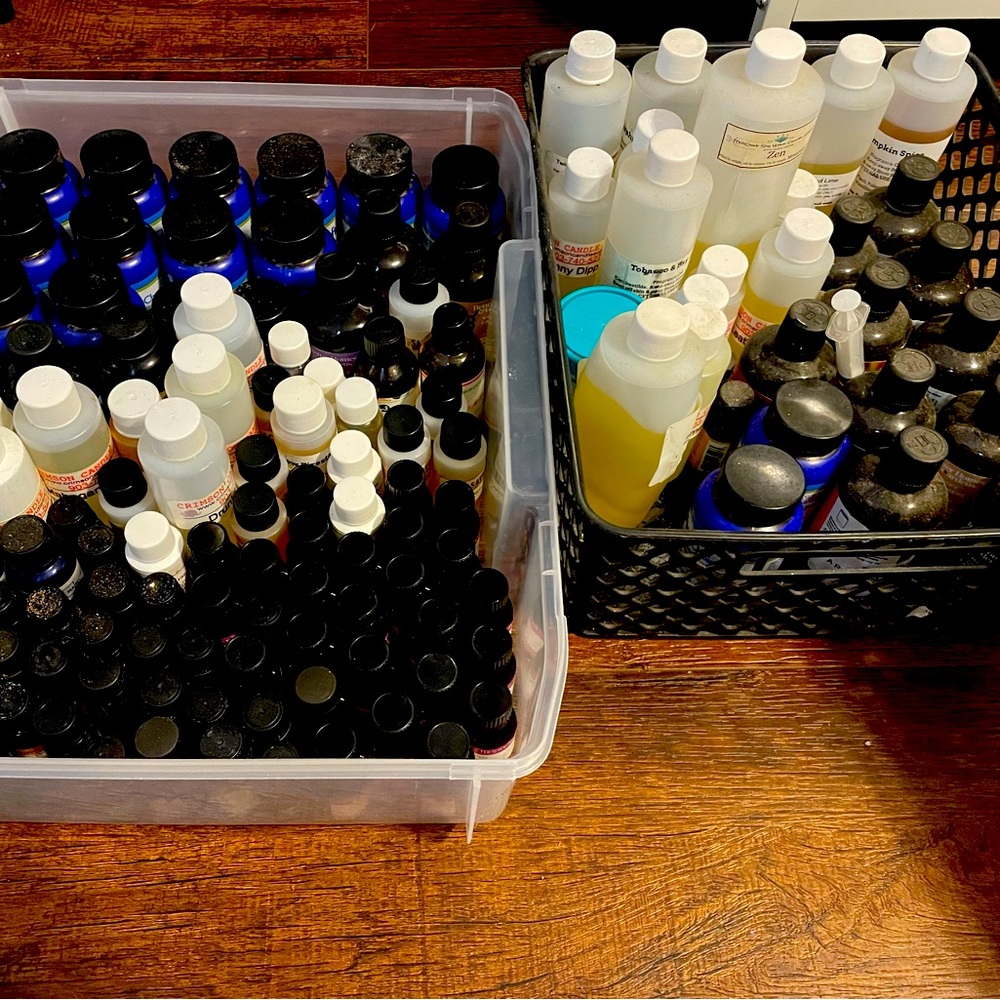 Fragrance oils and essential oils for candle, soap, and freshie making
